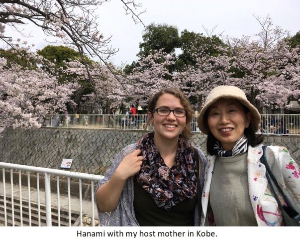 Kayla going flower-viewing with her Japanese host mother.