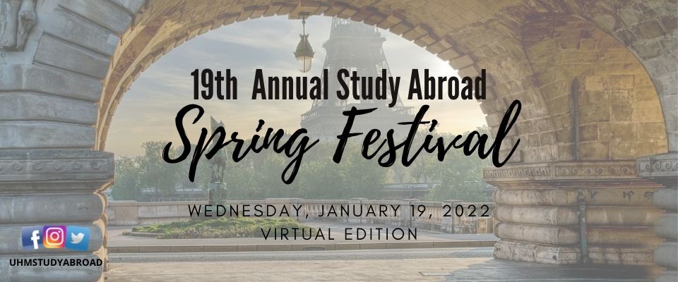19th Annual Study Abroad Spring Festival: Wednesday, January 19th, 2022